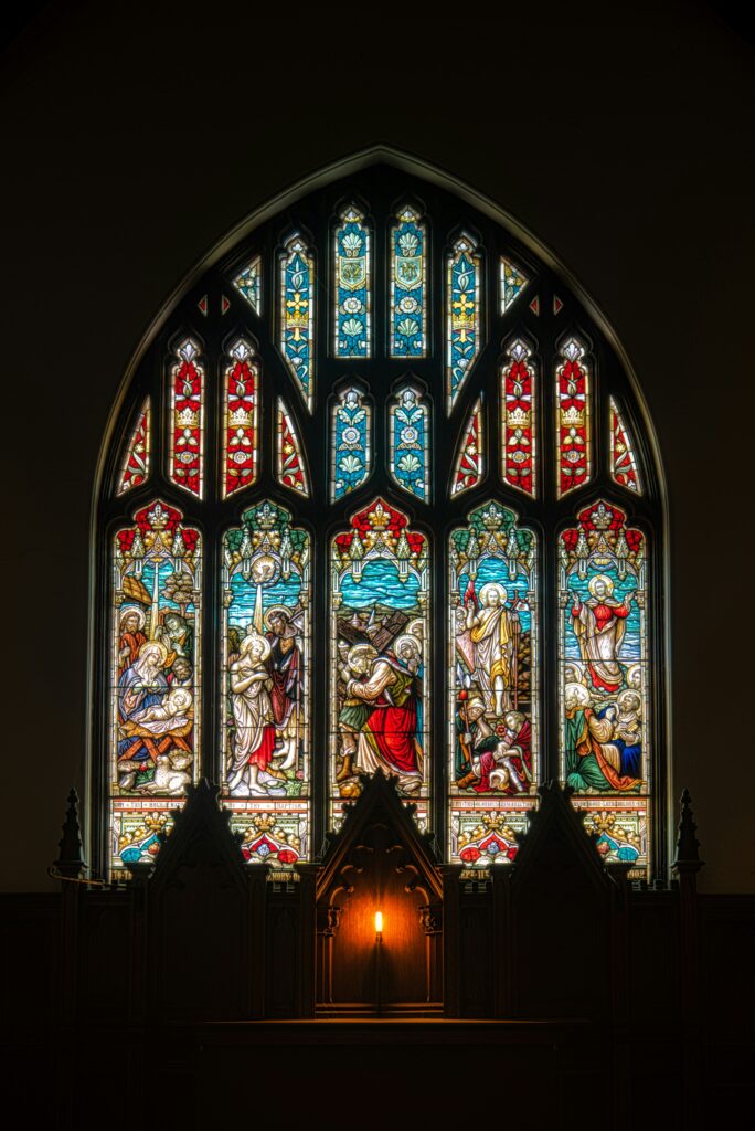 Stain glass window in church
